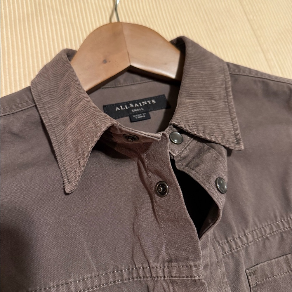LIKE NEW All Saints Shirt Jacket with Corduroy Collar, Size S